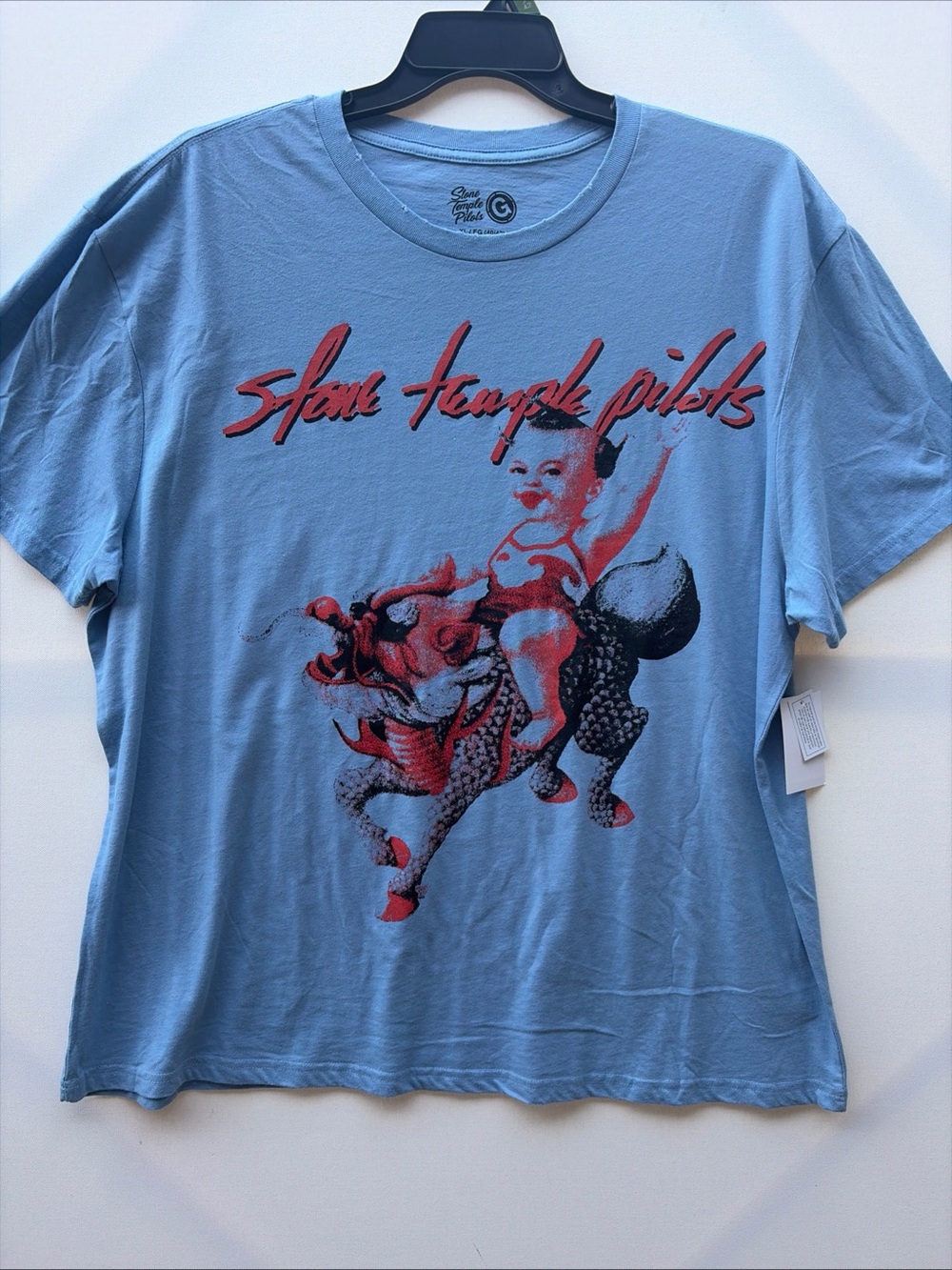 Light Blue Stone Temple Pilots Graphic Tee with Red Print Size XL